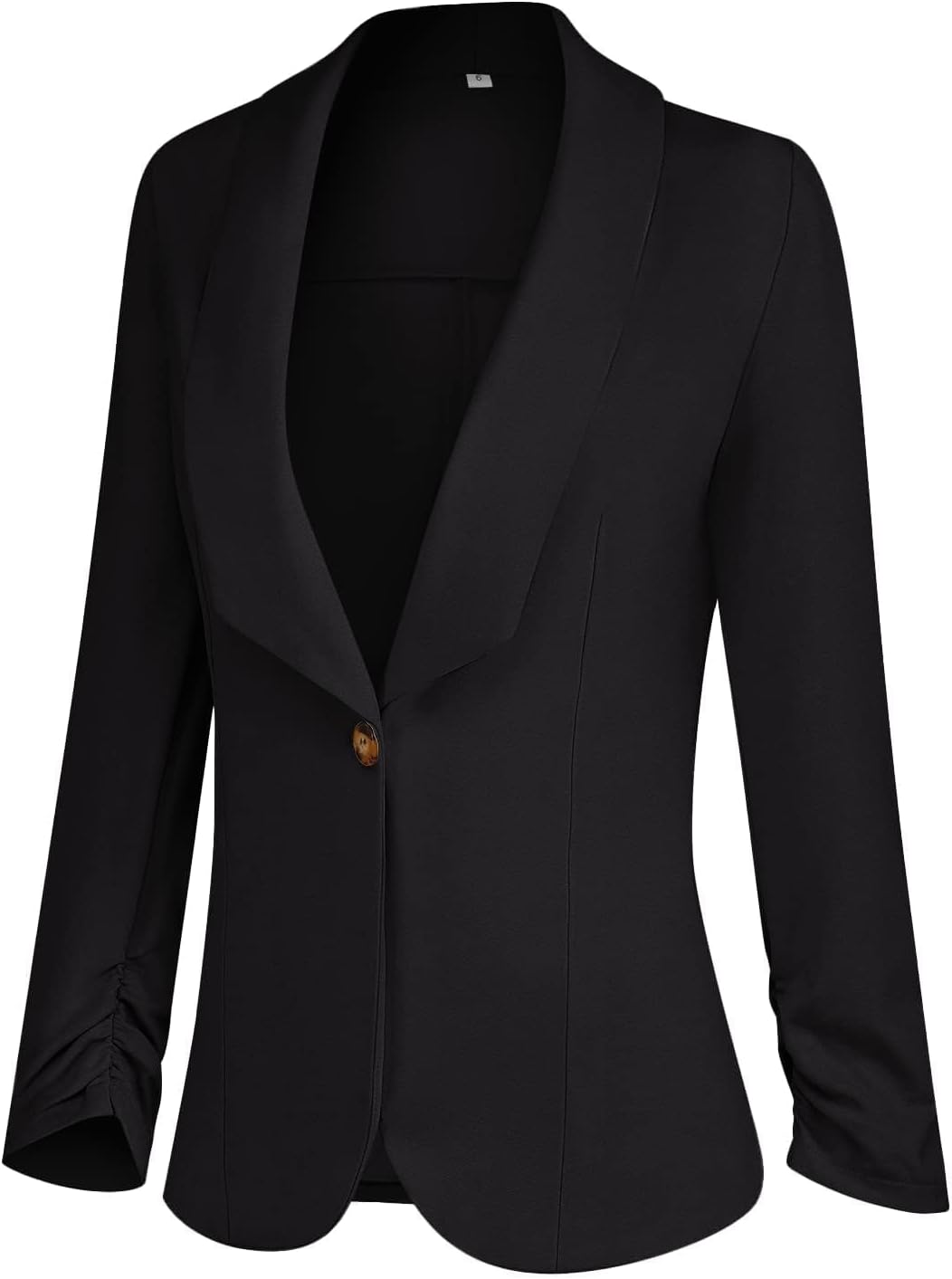 PrinStory Blazer Für Damen 3/4 Geraffte Ärmel Blazer Geschäft Büro Blazer Anzug Sportlich Jack Trenc