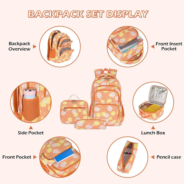 ZHIERNA Schulrucksack Mädchen Teenager Schule Rucksack Damen Schulranzen Kinder Schultasche mit Lunc