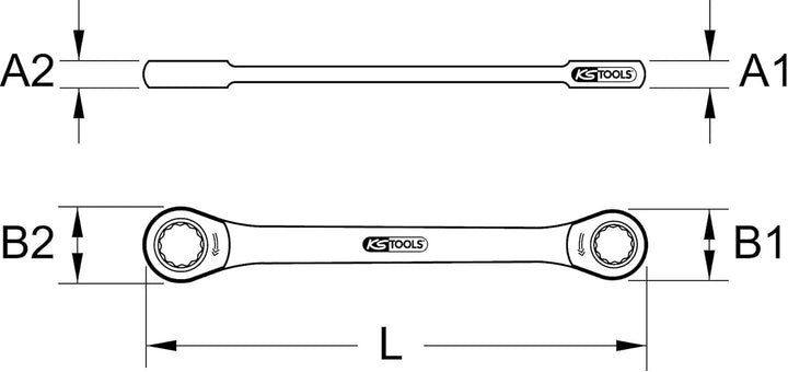 KS Tools 503.4502 GEARplus Doppel-Ratschenringschlüssel, 8x9mm, 8x9mm