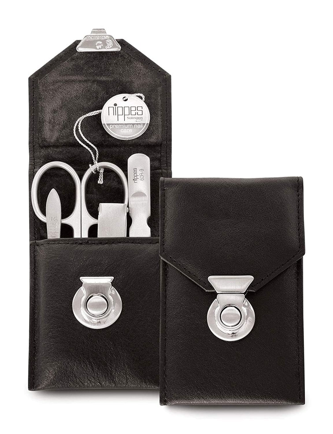 nippes Solingen, Premium Line Maniküre Set Locks Edelstahl nickel rostfrei Rindsleder Nageletui Nage
