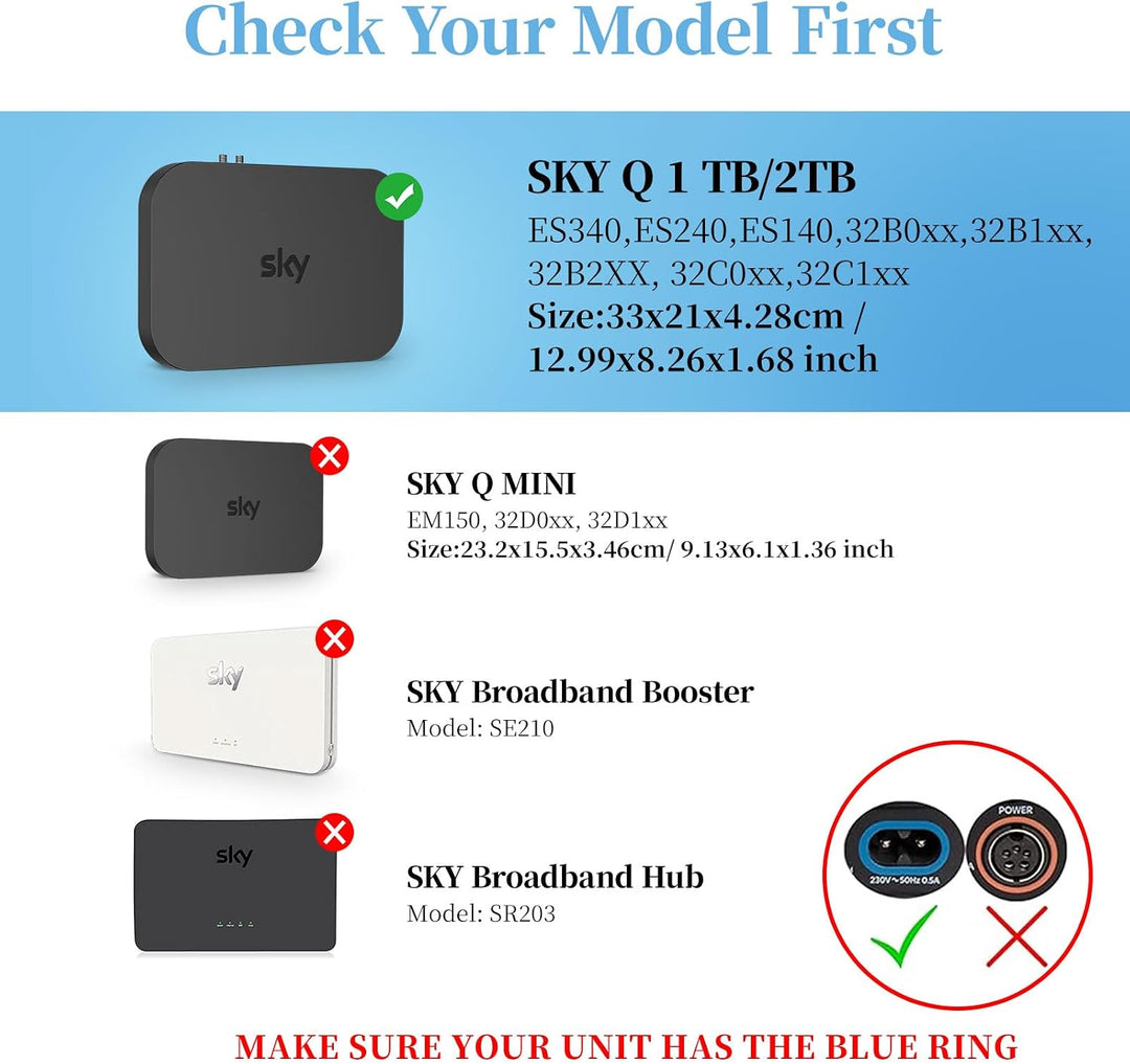 Sky Q Wandhalterung mit Befestigungselementen - Cozycase Sky Q Box Clip Halterung hinter TV für 1TB/