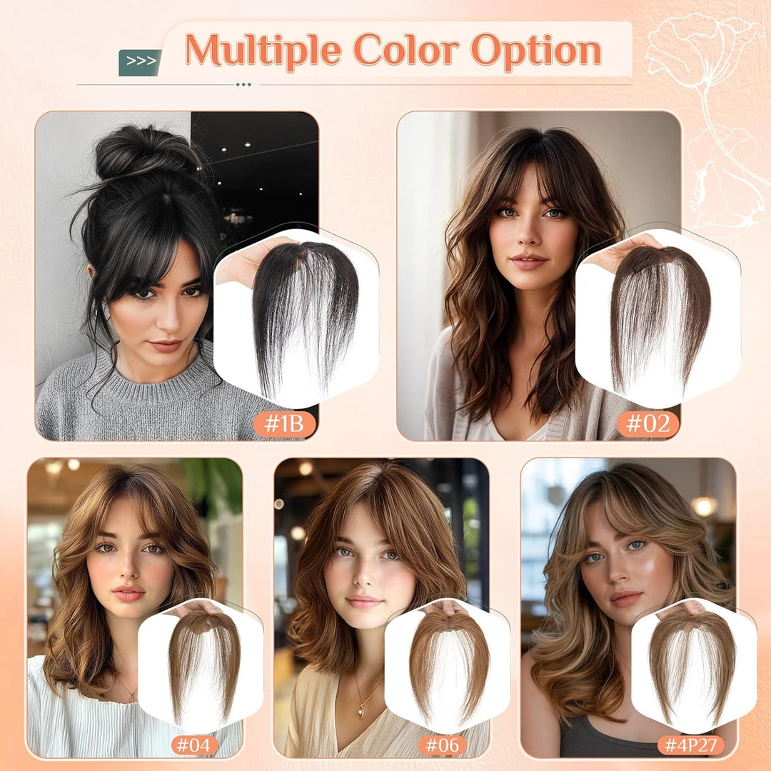 Benehair Echthaar Hair Topper für Frauen, 100% Echthaar Topper Seitenpony, 9g Haarverdichtung für Dü