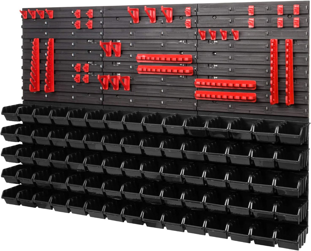 PAFEN Lagersystem Wandregal XXL 1158 x 780 mm - Extra Starke Werkzeugwand mit Stapelboxen – 111 tlg.