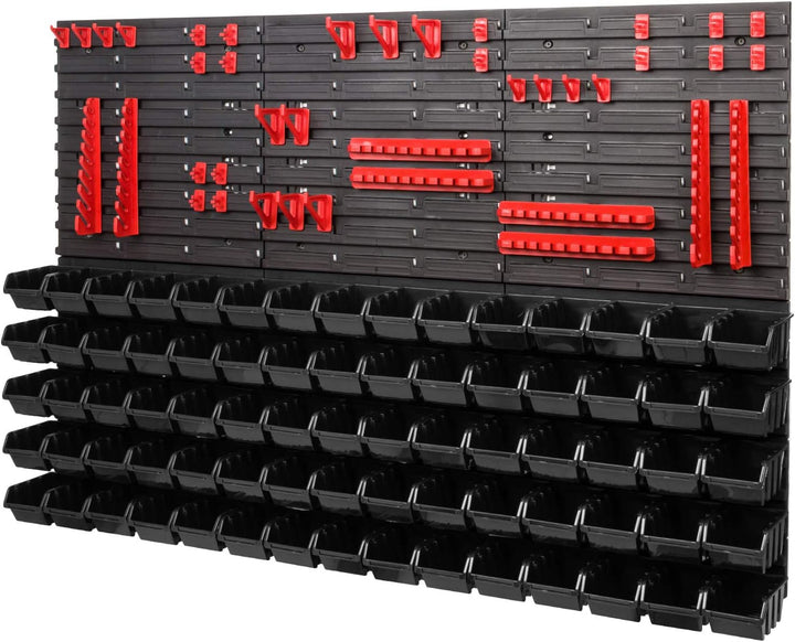 PAFEN Lagersystem Wandregal XXL 1158 x 780 mm - Extra Starke Werkzeugwand mit Stapelboxen – 111 tlg.