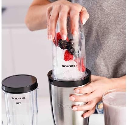 Taurus – Standmixer Shake & Go 800W,2 tragbare Becher à 500ml,150ml Zerkleinerer,Austauschbare Kling