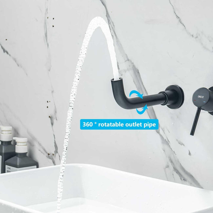 ONECE Unterputz Waschtischarmatur, Wandmontage Wasserhahn Badezimmer Wandarmatur mit 360° Auslauf, W