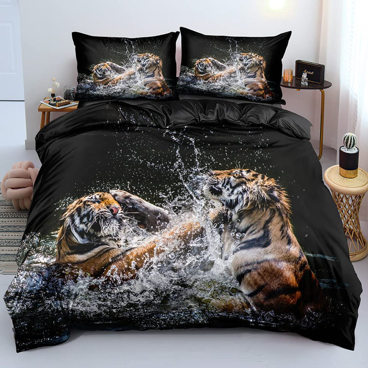 DXHOME Bettwäsche 155x220 Tiermotiv Tiger 3D Effekt Bettzeug Weich Hochwertig Schwarz Gelb Mikrofase