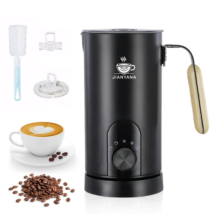 JIANYANA Elektrischer Milchaufschäumer 5-in-1,350ml Edelstahl Milchschäumer Heiss & Kalt mit,Leise,F