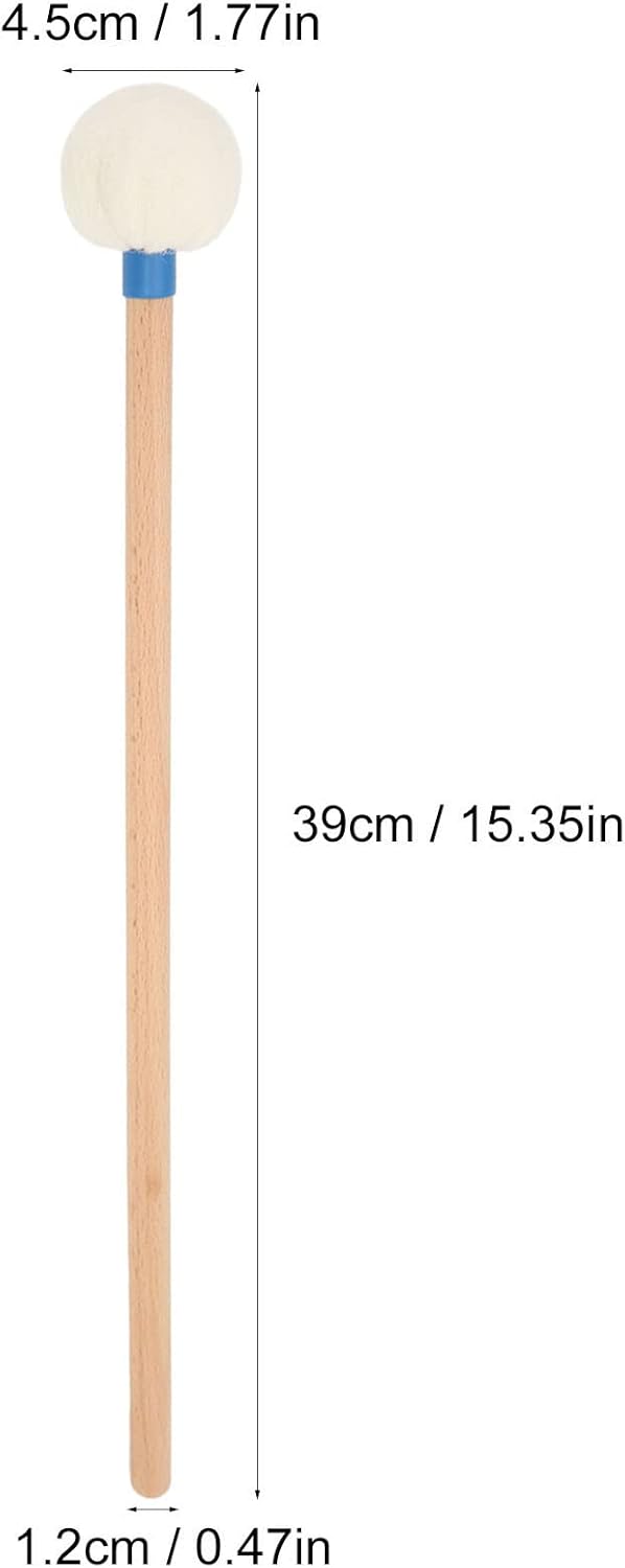 2 Stück Trommelschlägel Filzschlägel Sticks Drum Mallet Wollstockschlägel Hammer Ahorngriff Holzschl