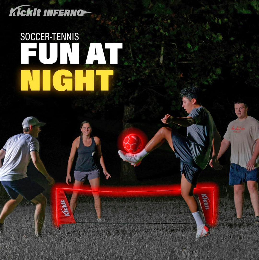Kickit Soccer Tennis Game Set, Portable 6.5' Wide x 2' High Net & Soft Lightweight Ball, Play Outdoo