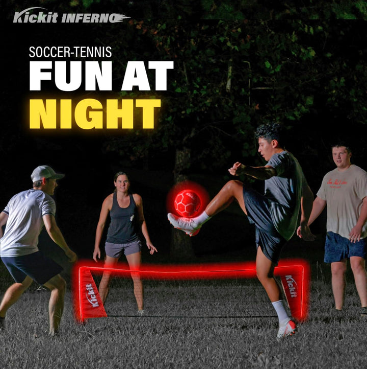 Kickit Soccer Tennis Game Set, Portable 6.5' Wide x 2' High Net & Soft Lightweight Ball, Play Outdoo