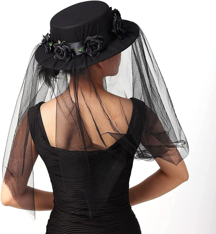 COSDREAMER Frauen Gothic Steampunk Hut unregelmässiger Schleier Thema Partyhut langer Spitzenhut (on