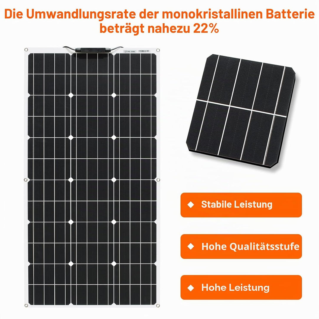 200W Flexibles Solarmodul Kit Set Solarpanel 2pcs 100W 18V Monokristalline Photovoltaikmodul 20A Con