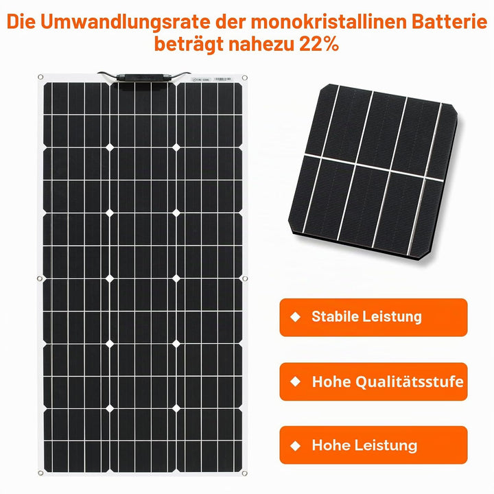 200W Flexibles Solarmodul Kit Set Solarpanel 2pcs 100W 18V Monokristalline Photovoltaikmodul 20A Con