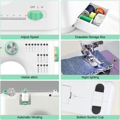 Dekaim Multifunktionale Haushaltsnähmaschine, FLSM-520, Mini-Haushaltsnähmaschine, geeignet für prof