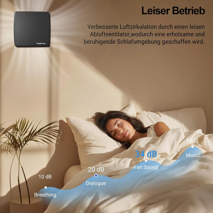 Badlüfter 100mm mit Nachlauf, leiser Abluftventilator für Badezimmer, 95m³/h, 34 dB, IPX4 wassergesc