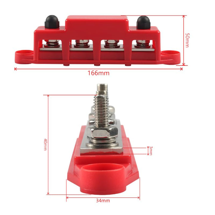 180A Sammelschiene 12V - 48V DC Sammelschiene für Geländewagen Boot Camper Verteilerblock M8 + 8X M4