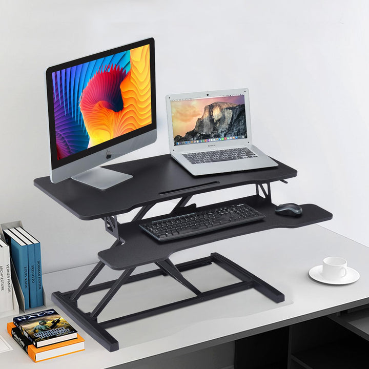 UPdesk Cross - Schreibtischaufsatz höhenverstellbar für Laptop & PC - Schreibtischerhöhung - Stehpul