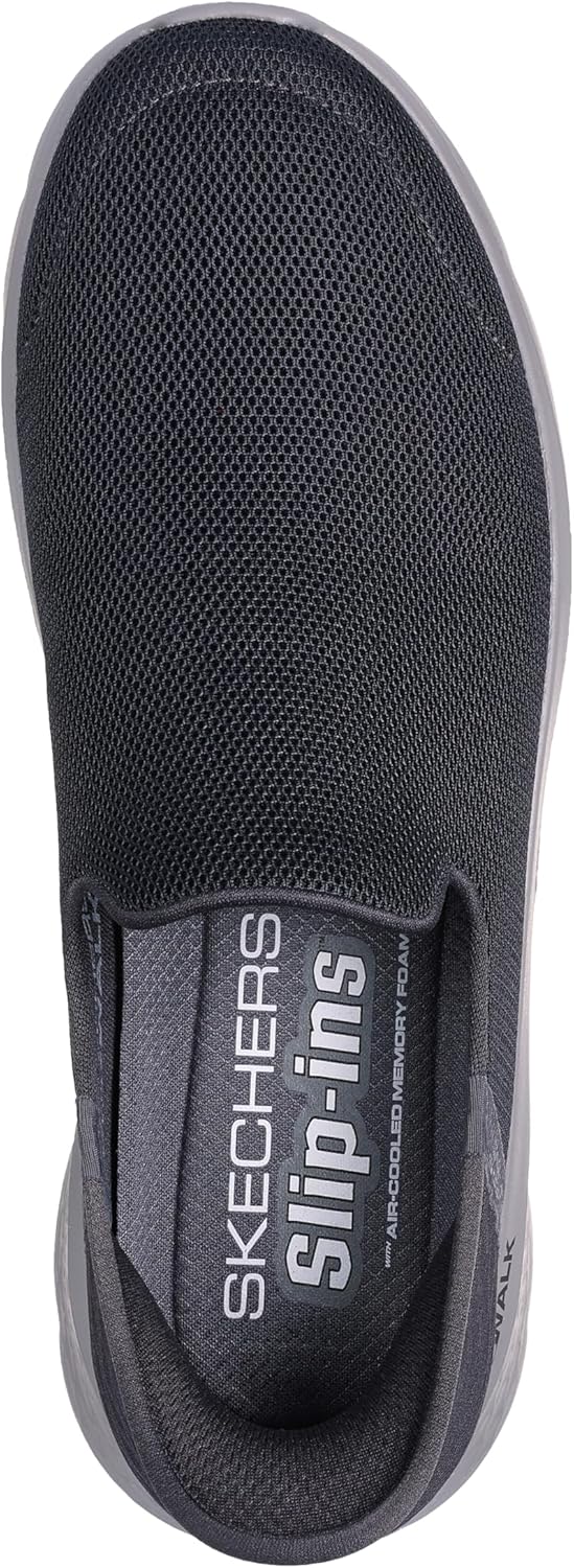 Skechers Herren Go Walk Flex Hausschuh, Dark Grey Textile