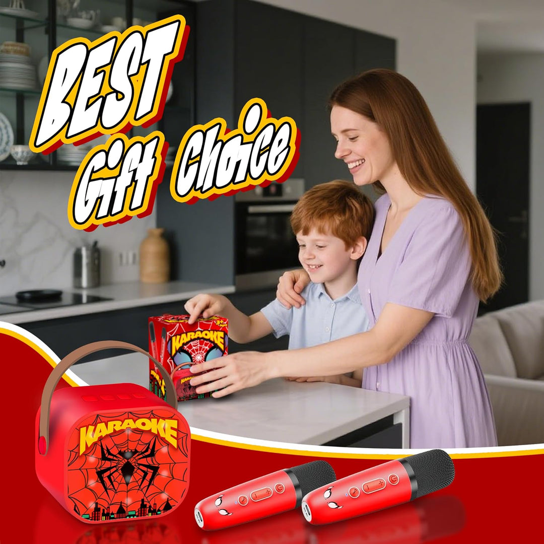Spider Karaoke Maschine Kinder mit 2 Bluetooth Mikrofon, Spider Spielzeug für Kinder 3 4 5 6 7 8-12