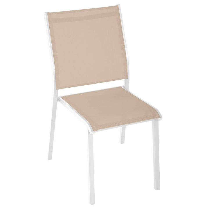 Hespéride Stapelbarer gartenstuhl essentia leinen & weiss aus epoxybehandeltem Aluminium