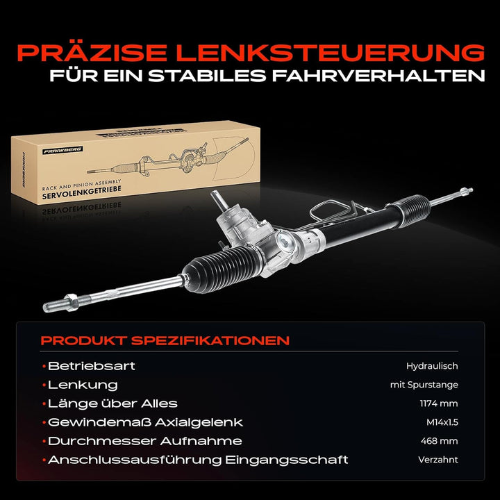 Frankberg Lenkgetriebe Servolenkgetriebe Hydraulisch für Linkslenker Kompatibel mit Clio II BB CB 1.