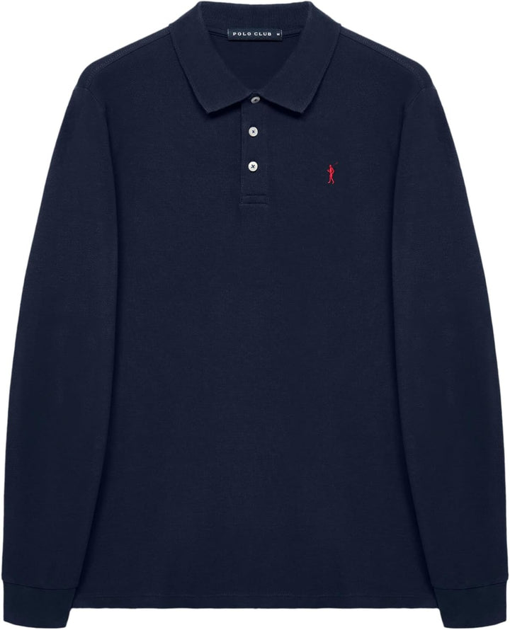 Polo Club Herren Poloshirt Kurzarm Regular Fit Baumwolle Männer Polohemd Longsleeve S Blau Navy, S B