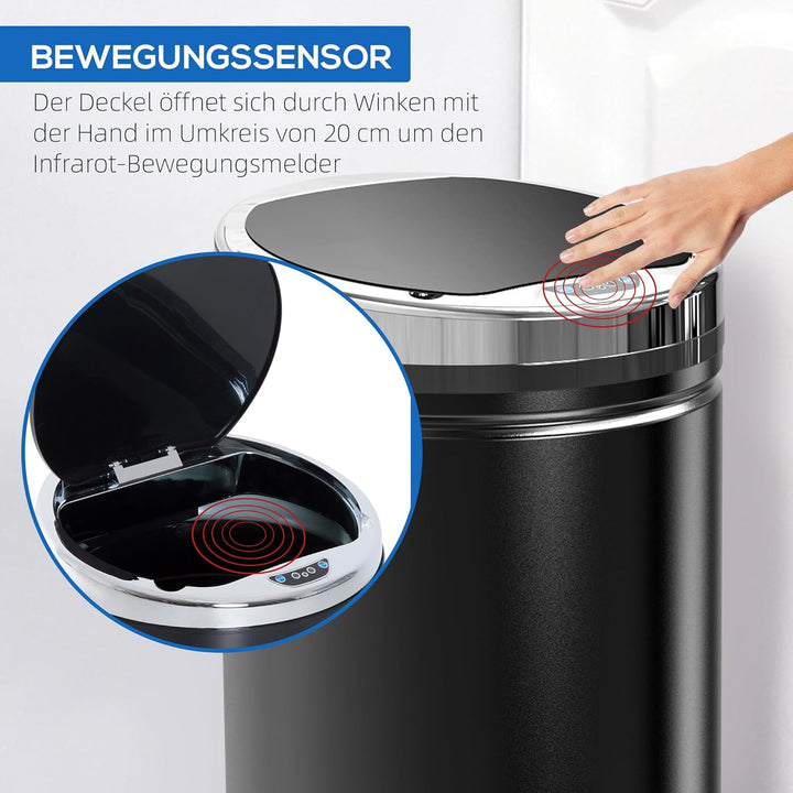 HOMCOM Sensor Mülleimer 42L Automatischer Mülleimer mit Bewegungssensor, Abfalleimer Abfallbehälter