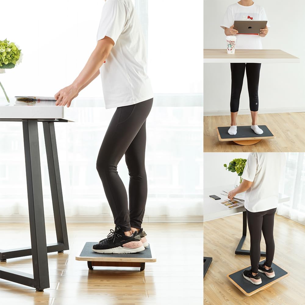 StrongTek Professional Wooden Balance Board, Rocker Board, Wood Standing Desk Accessory, Balancing B