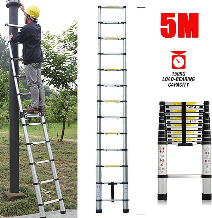 Mehrzweckleiter 5m Teleskopleiter Alu-Klappleiter Rutschfester Ausziehbare Robust Stehleiter 150 kg/
