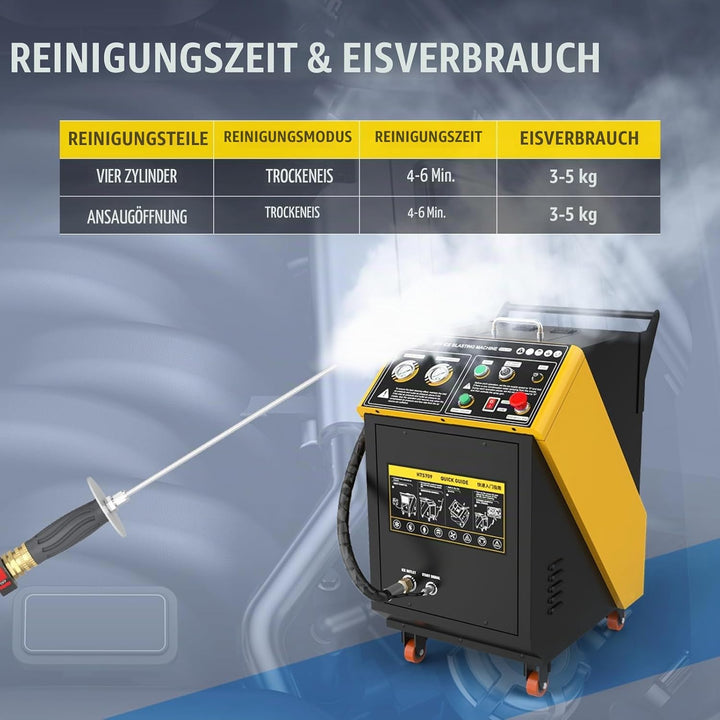 Trockeneisstrahler,HTS709 Pellet-Trockeneis-Reinigungsmaschine,Doppeldruckanzeige,3mm Granulat-Trock