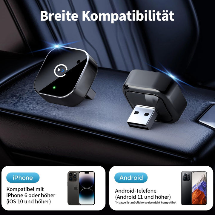 2026 Upgraded Wireless CarPlay Adapter – Bluetooth 5.3 &amp; WiFi 6, Plug &amp; Play USB-A mit USB-C Adapter