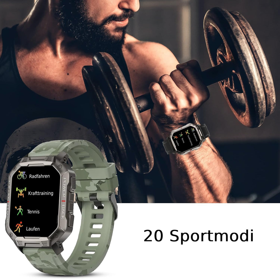 Deunis X3 Smartwatch Herren 1,83 Zoll mit Telefonfunktion, Fitness Tracker, Schlafmonitor, Schrittzä