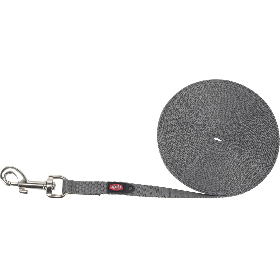 TRIXIE Schleppleine XS–S, 15 m 10 mm in grafit - Lange Hundeleine für Training und Outdoor - für seh