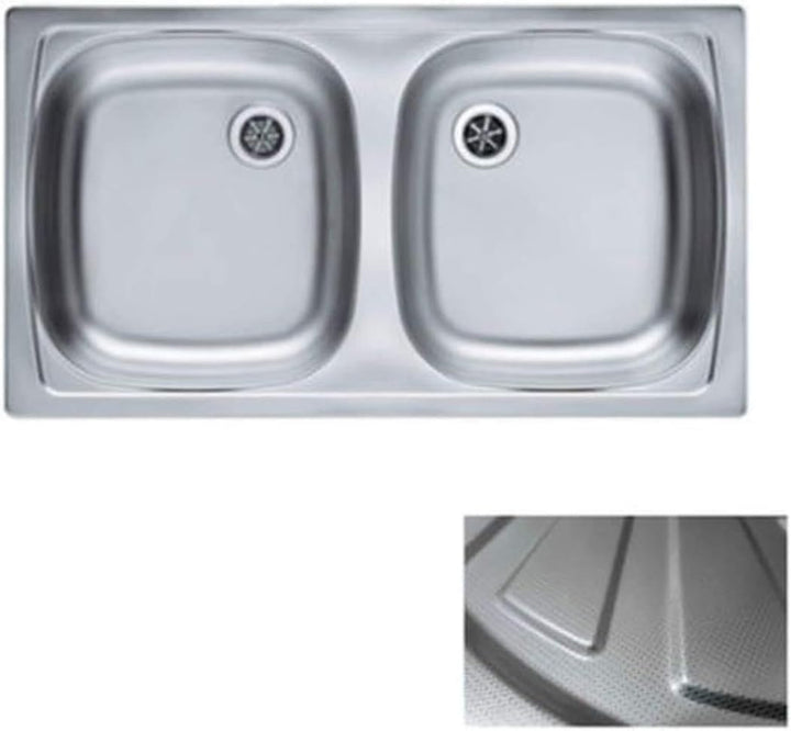 VBChome: Doppelbecken Einbauspüle 780 x 435 mm Camping Küchenspüle - Leinenstruktur Alveus Basic 160