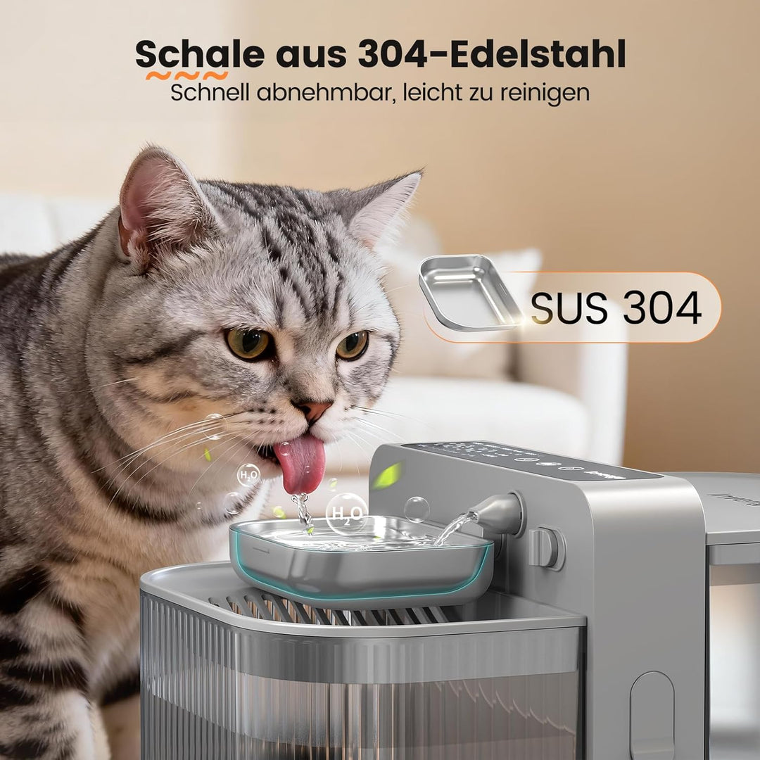 Kabelloser Katzenbrunnen, 3.5L Innovativer Trinkbrunnen mit Abwasser-Trennungs-System ohne Filterwec