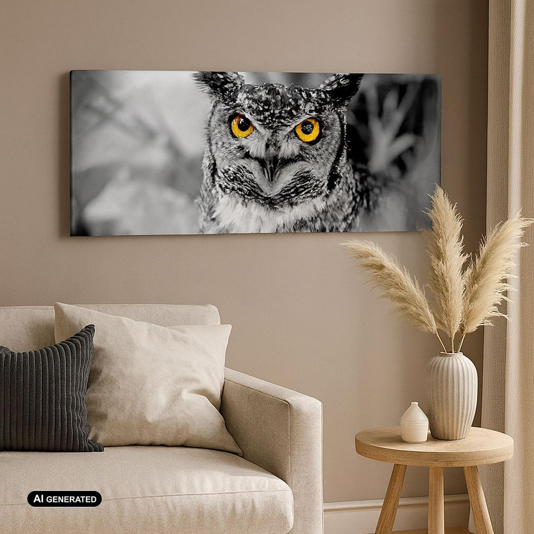Wandbilder Dekoration Wohnzimmer Eule Vogel Natur Panorama Bilder auf Leinwand 120x50cm Leinwandbild