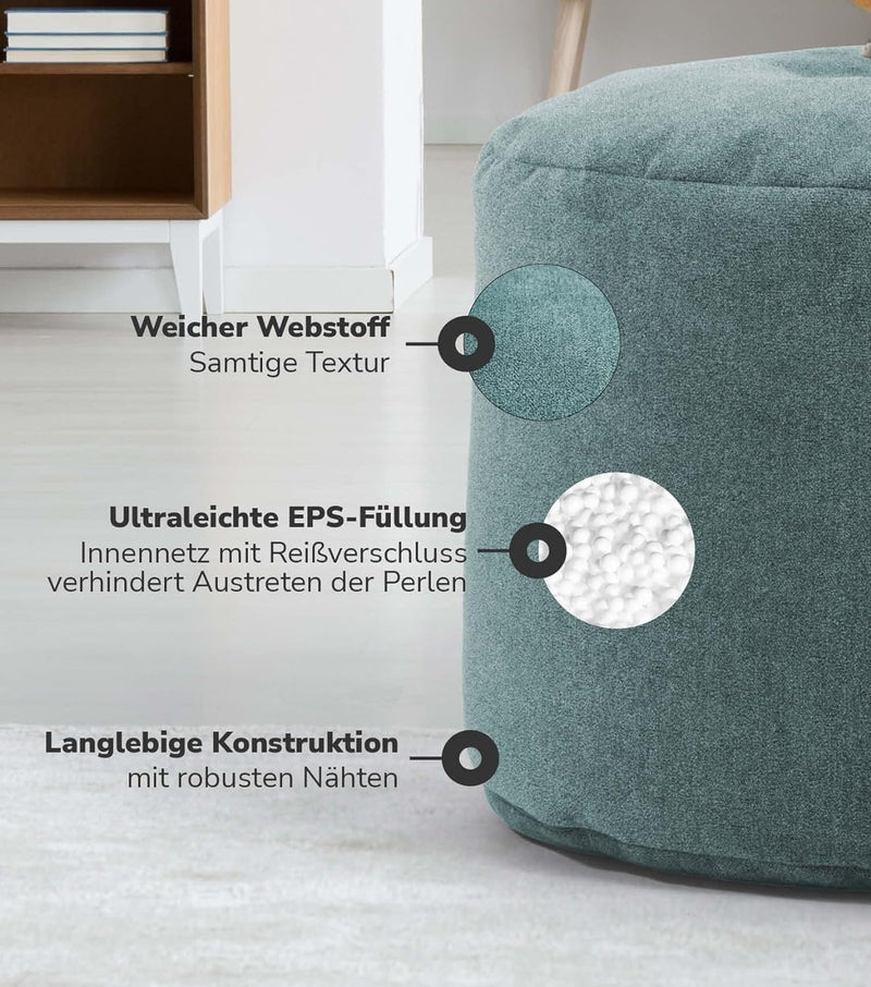 mokebo® Pouf, Hocker o. Bodenkissen 60x40cm &