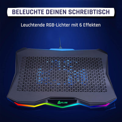 KLIM Rainbow + Laptop-Kühler mit RGB-Beleuchtung + 11" - 17" + Spiele-Laptop-Kühler für den Schreibt