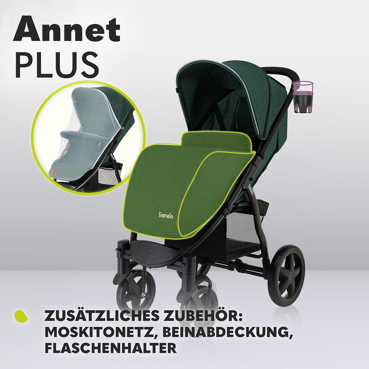 LIONELO Annet Buggy bis 22 kg mit Liegefunktion, Kinderwagen klein zusammenklappbar mit Zubehör, Eva