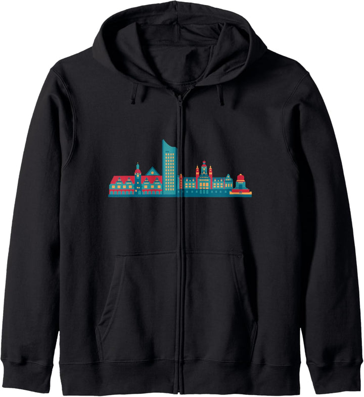 Leipzig Skyline Sachsen Ostdeutschland Souvenir Geschenk Kapuzenjacke