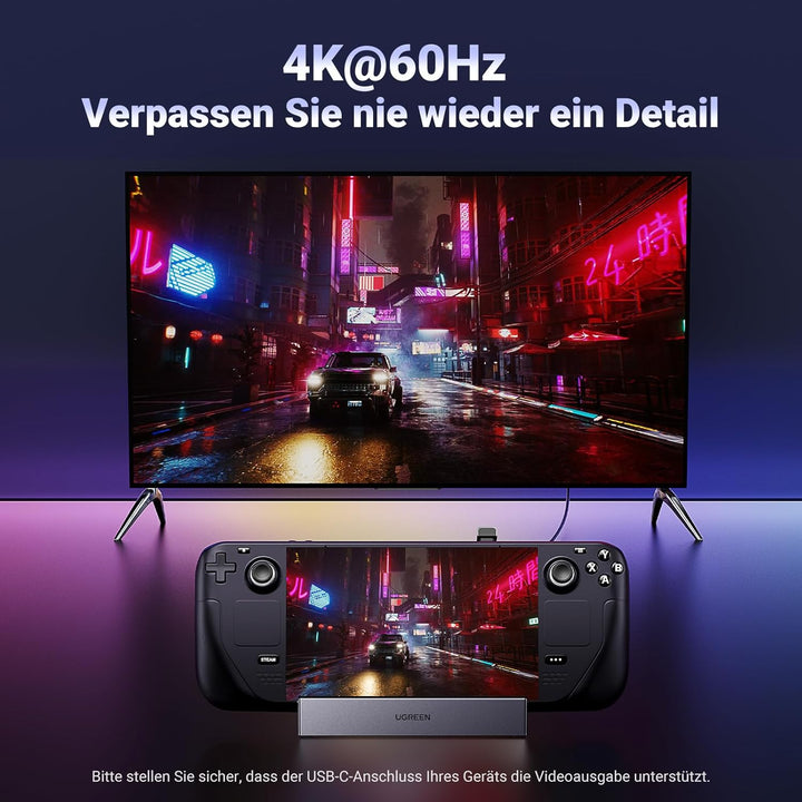UGREEN Steam Deck Dock 9-in-1 Dockingstation 4K@60Hz HDMI 10Gbps USB Ports Verstellbarer Ständer Kom