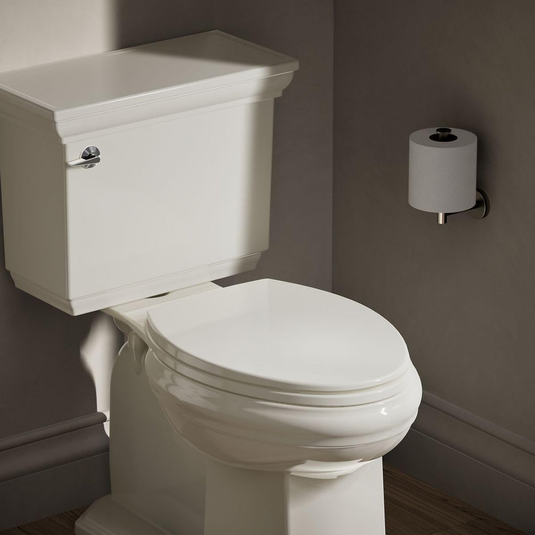 Kohler K-20110-96 Brevia Langer WC-Sitz mit grifffesten Stossfängern, geräuscharmer Sitz, Quick-Atta