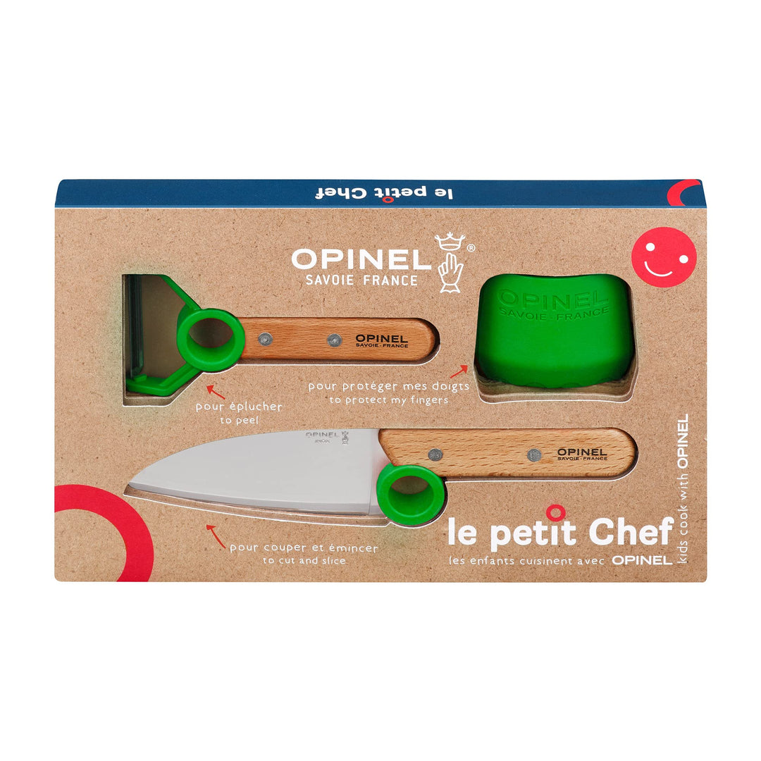 Opinel Coffret le petit chef bois vert, 3-teilig