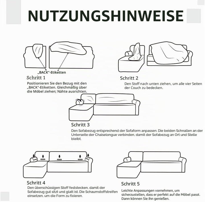 ShowyLive Sofa Überzug Couch Überzug 2er Set für Ecksofa L-Form Sofabezug 3 Sitzer+4 Sitzer, mit 2 S