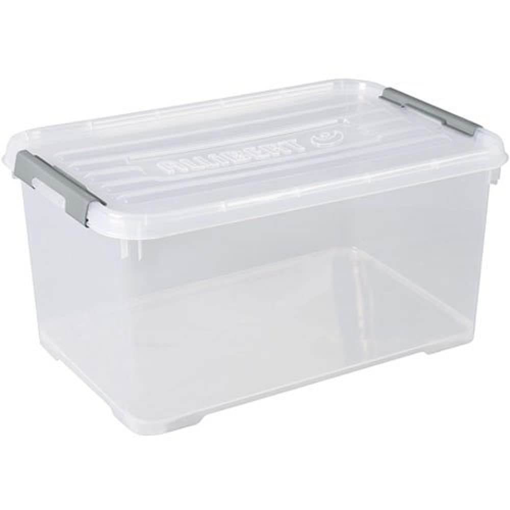 Allibert "praktischer Plus Aufbewahrungsbox mit Deckel, transparent/Silber, 50 Liter