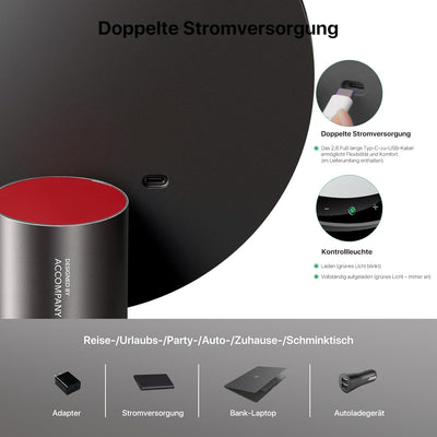 AMIRO 9" Schminkspiegel mit Beleuchtung, Smart Sensor & Touch-Steuerung, 3 Farben & 6 Helligkeiten,