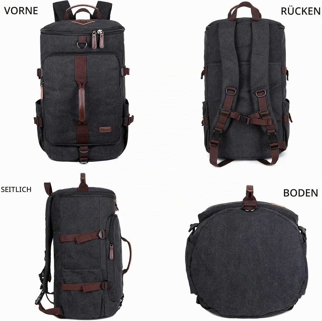 BAOSHA HB-26 Herren Vintage Canvas Rucksack Schwarz, Schwarz