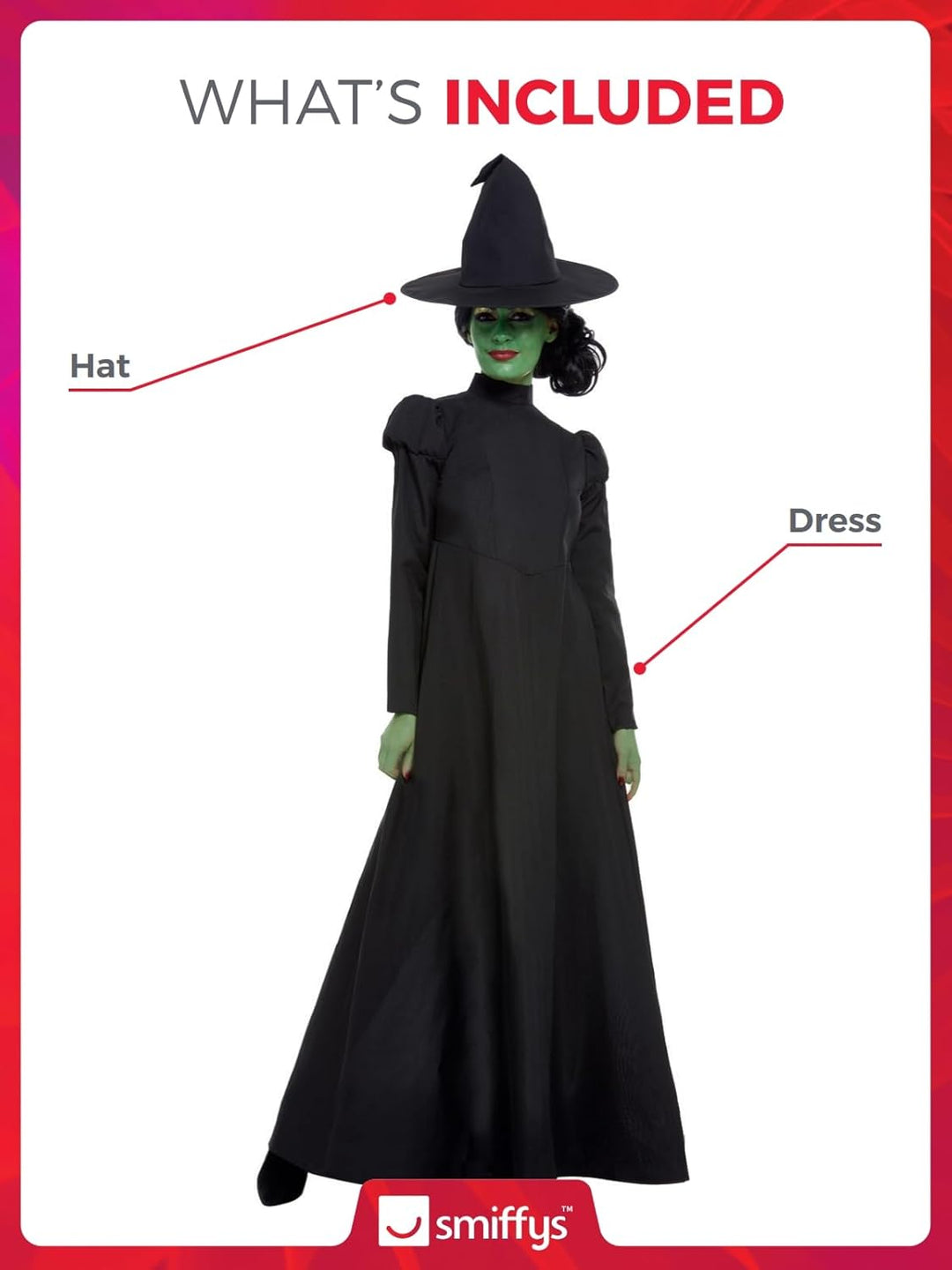 Smiffys Wicked Witch Costume, Black X-Small (UK 4-6) Schwarz, X-Small (UK 4-6) Schwarz