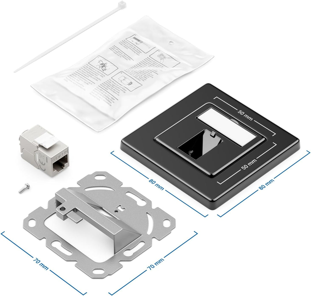deleyCON 2x CAT7 Netzwerkdose 1 Port - 10 Gigabit - Unterputzdose Ethernet LAN Dose Anschlussdose Da